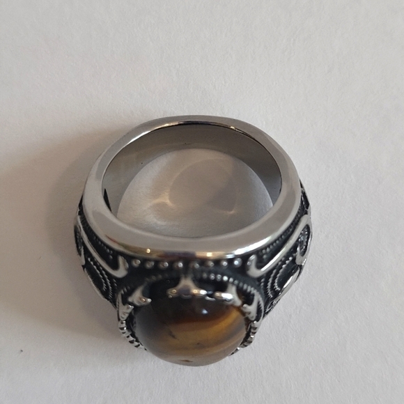 424- Tiger Eye Natural Gemstone Handmade Men's Ring Size 10 NWT - Picture 5 of 7